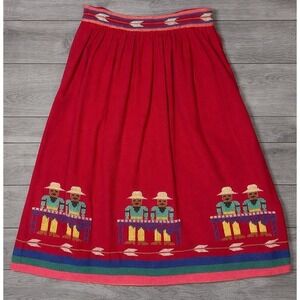 Hand Woven Guatemalan Mayan Textile Skirt Red Folk Weaver Motif Boho Artisan